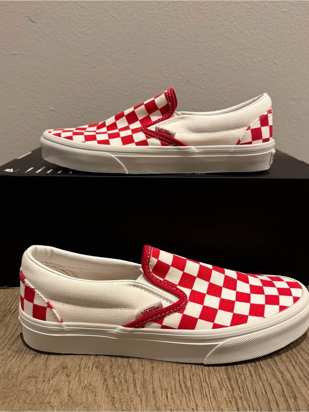 Vans Checkered Slip On Red White
